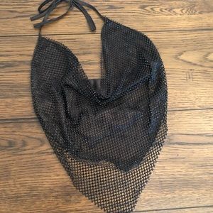 Netted Sequin Halter Top